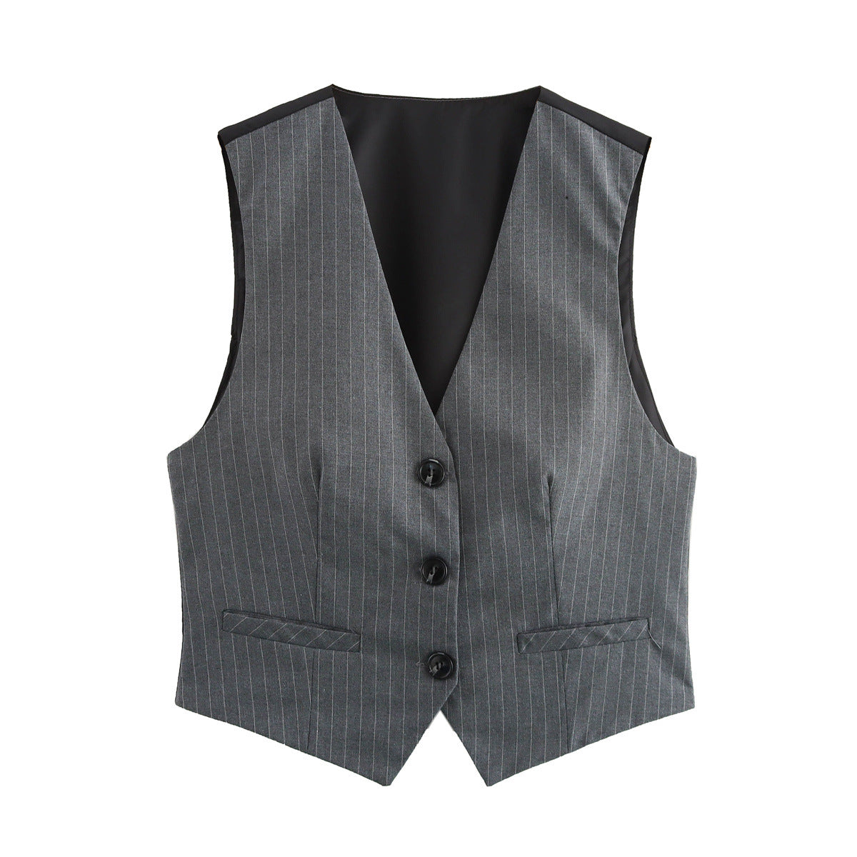 Gilet sans manche femme - Rayures, col V, boutons chic - Coupe ajustée, style marin élégant - Lin et cotton, détails nacrés | ATELIER GARDE