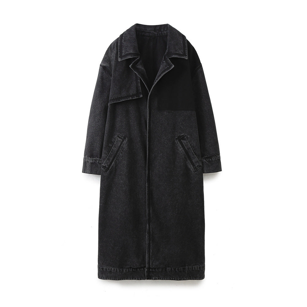 Veste en jean femme - Style trench, ample, décontracté - Coupe oversize, look urbain chic - Denim souple, toucher doux | ATELIER GARDE
