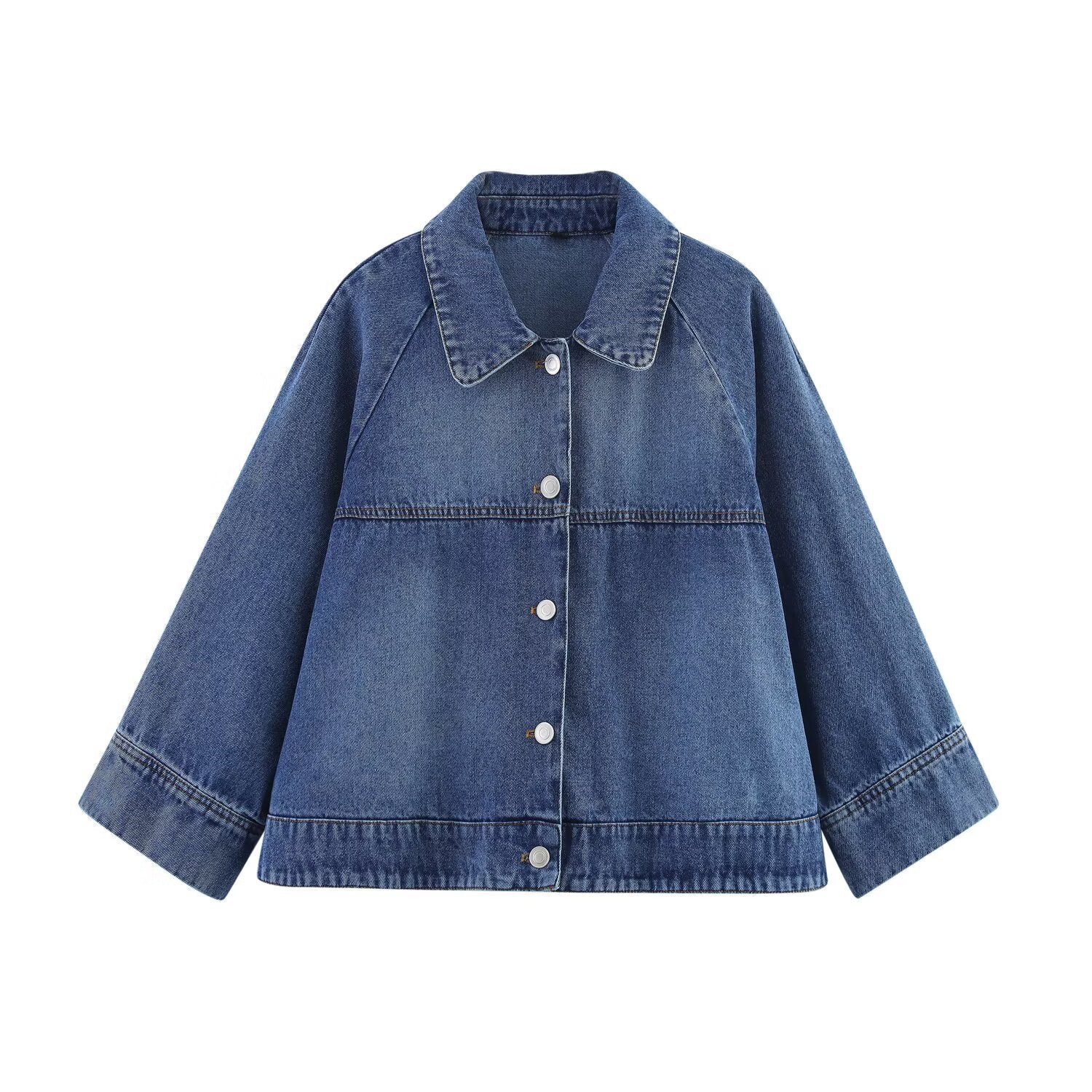 Veste en jean femme - Style cape, coupe ample chic - Boutons pression, look tendance unique - Denim souple, finitions soignées | ATELIER GARDE