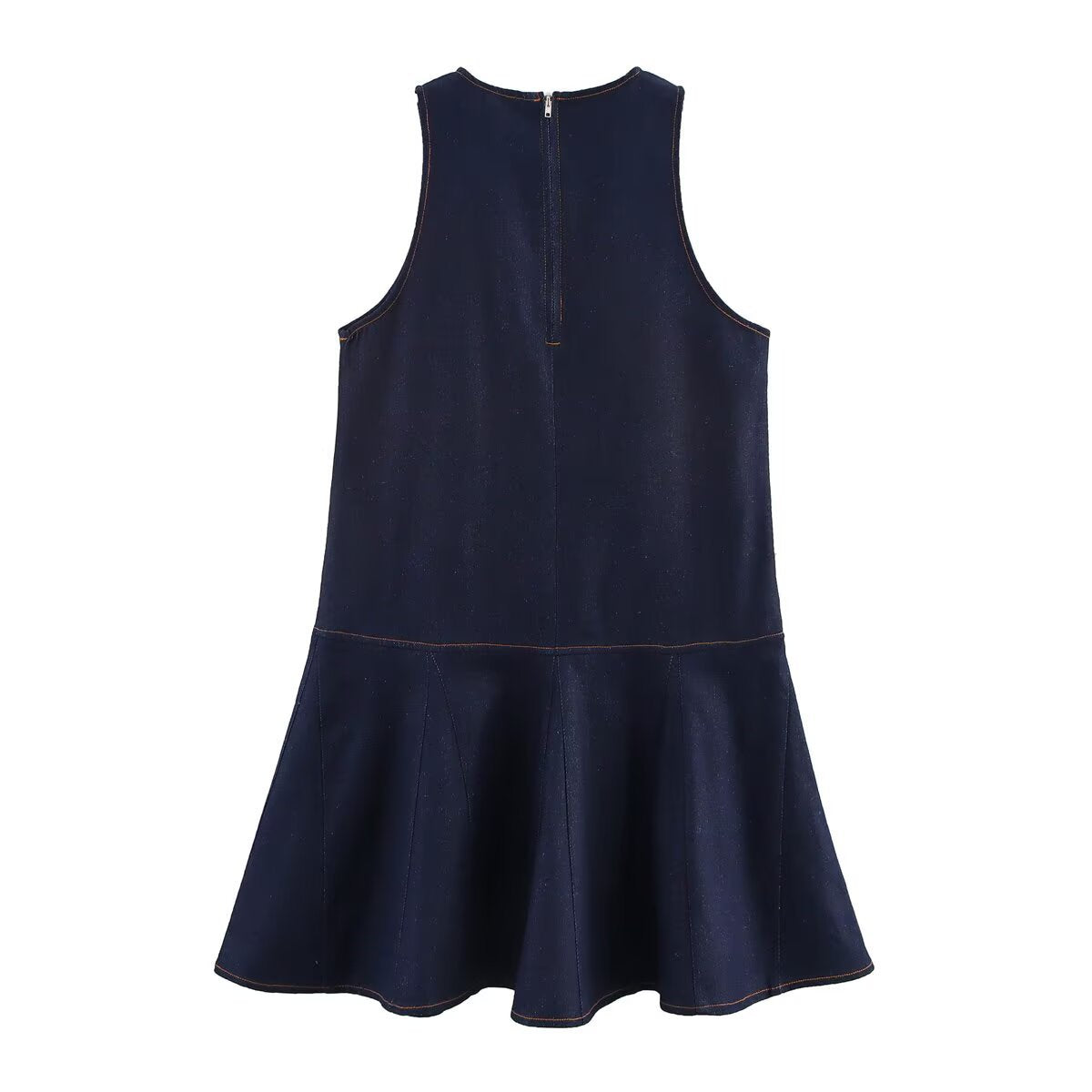 Robe gilet femme - Jean, col rond, sans manches, style unique - Coupe ample, look décontracté chic - Denim brut, finitions soignées | ATELIER GARDE