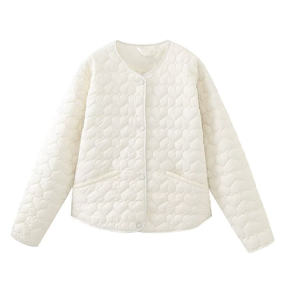 Veste matelassée femme - Matelassage cœurs romantiques - Coupe bomber, originalité unique - Tissu satiné, détails précieux | ATELIER GARDE