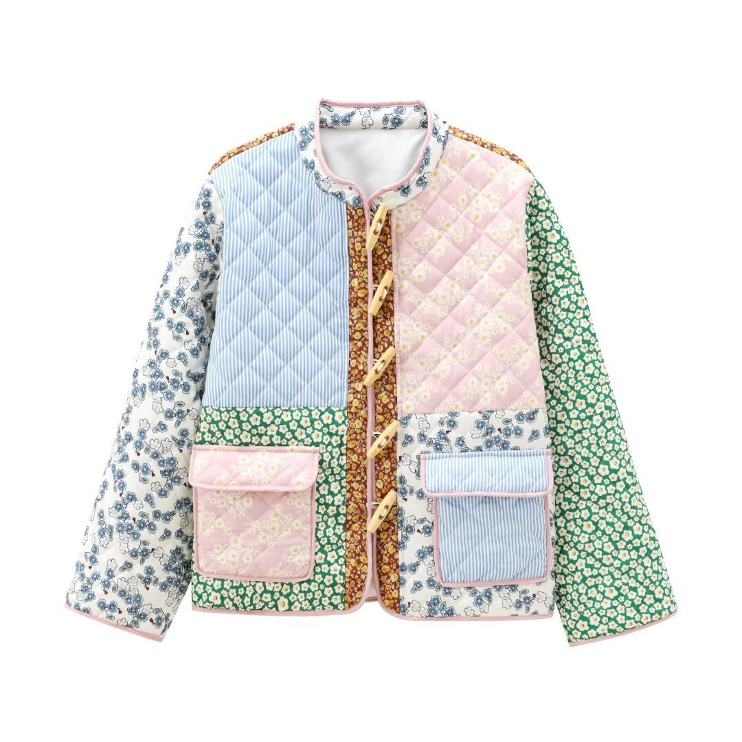 Veste matelassée femme - Patchwork bicolore graphique - Coupe oversize, style avant-gardiste - Pur coton bio, ouate légère | ATELIER GARDE